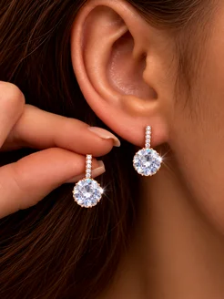 Серьги бижутерия с камнем классические TIFITY